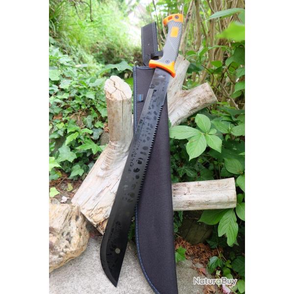 Couteau Big Machette Scie Survie Fa�on Bear Grylls Lame Acier 3Cr13 Manche Orange Etui Alaska 000