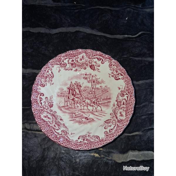 Un petit ravier rond rose sc�ne de chasse � courre by Johnson Bros datant des ann�es 50/60