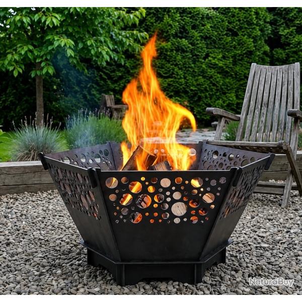 Brasero de jardin hexagonal en acier - Fabrication fran�aise artisanale