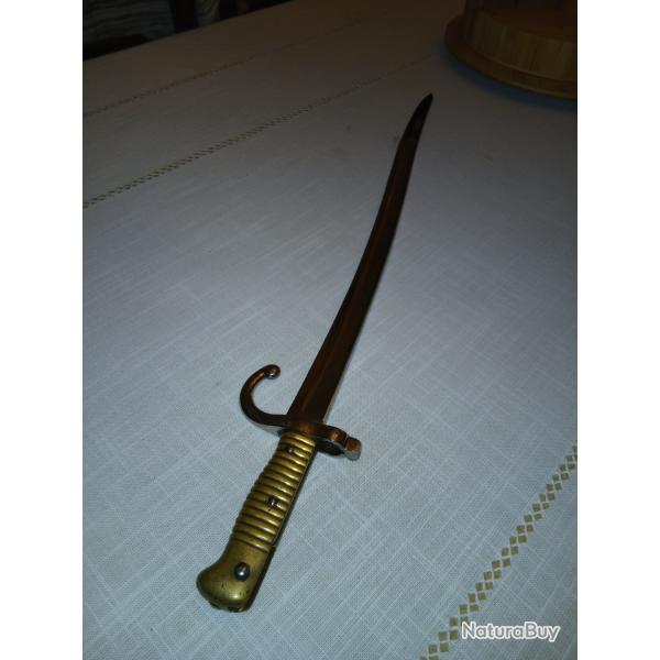 BAIONETTE FUSIL CHASSEPOT TRES BEL ETAT SANS FOURREAU SAINT ETIENNE 1967 NMR 6375
