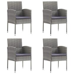 Chaises de coussins gris fonc&eacute; 4 pcs gris r&eacute;sine tress&eacute;e