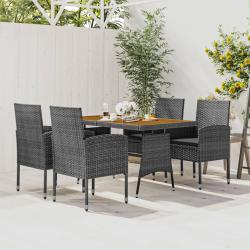 Ensemble &agrave; manger d'ext&eacute;rieur 5 pcs R&eacute;sine tress&eacute;e Gris