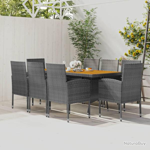 Ensemble � manger d'ext�rieur 9 pcs R�sine tress�e Gris