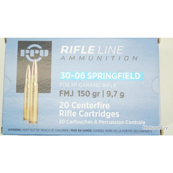 MUNITIONS PPU/PARTIZAN 30-06 SPRG GARAND FMJ 150GR X20
