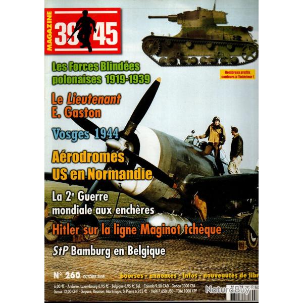 39-45 Magazine 260, forces blind�es polonaises 19-39, vosges 1944, a�rodromes us en normandie , usaa
