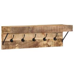 Porte-manteau rectangulaire moderne rangement avec crochets et &eacute;tag&egrave;re 73 x 19 x 23 cm en bois de m