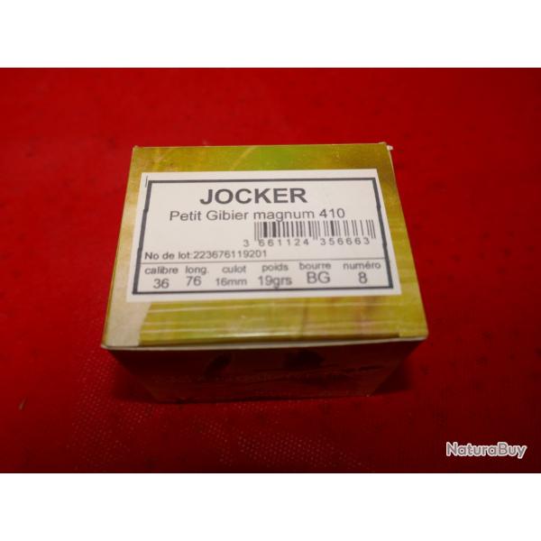 Boite de 25 cartouches de 410 JOCKER 19G Bourre Grasse Plomb de 8