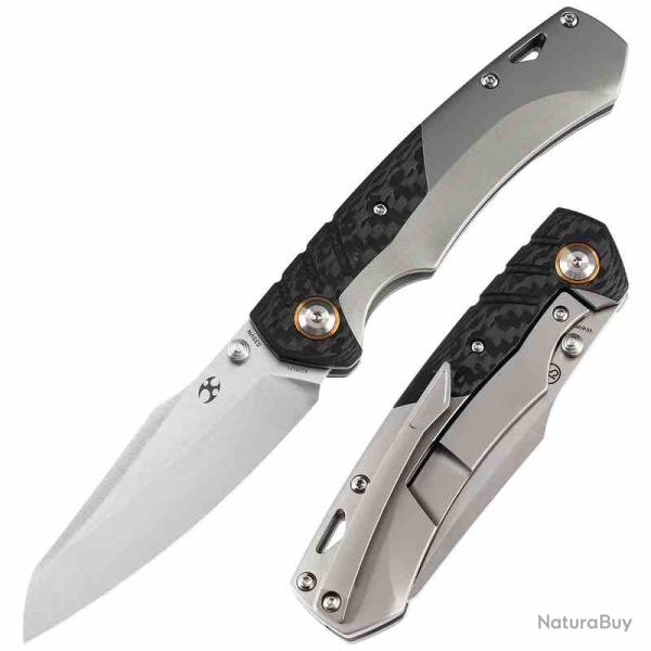 Couteau Kansept Weim Lame Acier CPM S35VN Manche Fibre de Carbone Twill Titane Framelock K1051A1
