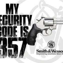 Affiche m&eacute;tallique en relief 30 x 40 cm Smith & Wesson My Security