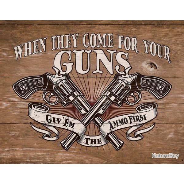 Affiche m�tallique en relief 30 x 40 cm Guns