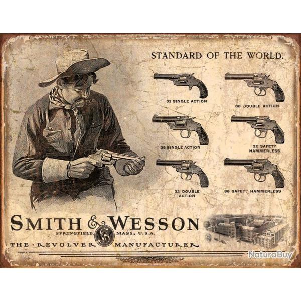 Affiche m�tallique en relief 30 x 40 cm Smith & Wesson