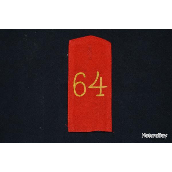 PATTE D'EPAULE ALLEMANDE IR 64 -GERMAN SHOULDER BOARDS  IR64 (INFANTRY REGIMENT) 1�WW