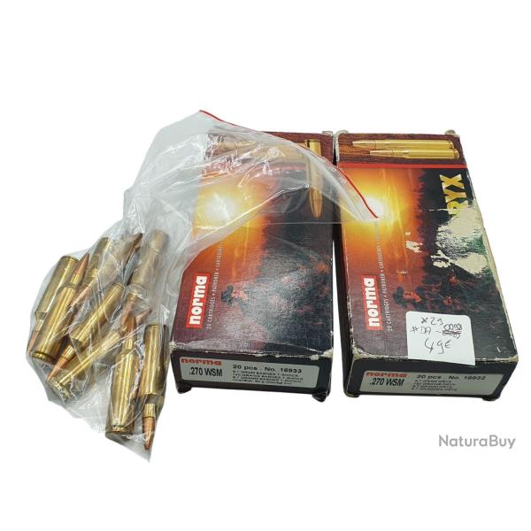 DESTO AMMO - LOT DE 29 MUNITIONS NORMA CALIBRE 270WSM DIVERS OGIVES