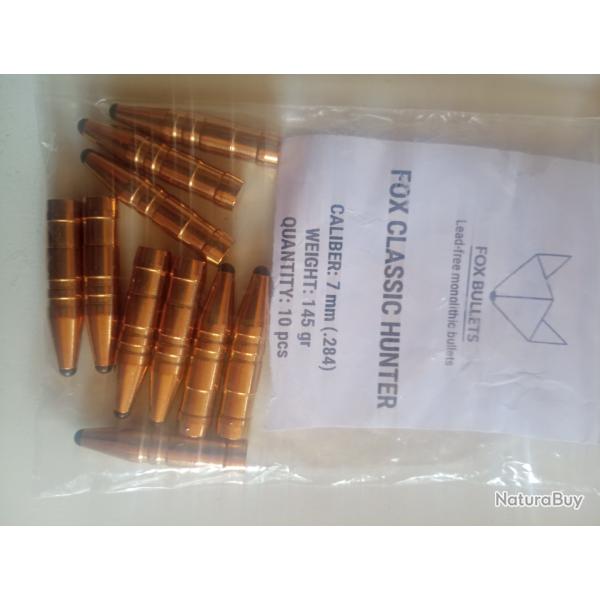 Ogives fox bullets 7 mm (284) pour essai (lot de 10)