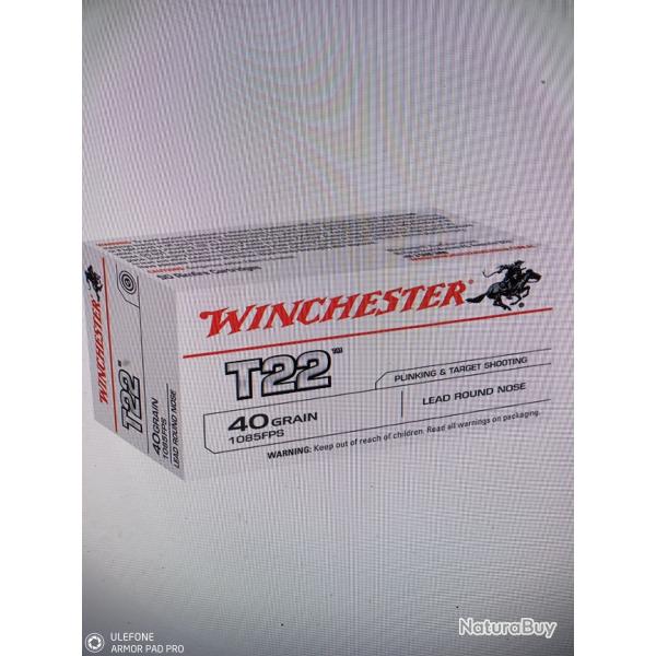 Winchester T22 22lr 40 grains lrn 500 munitions