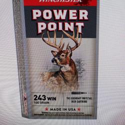 Winchester power point 243 win 100gr 20 munitions