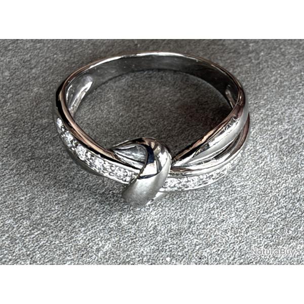 Bague or blanc 18 carats et diamant - taille 52