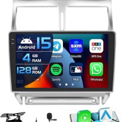 Autoradio 4+128G Android 15 pour Peugeot 307 307CC 307SW 2002-2013, 9'' In-Cell Bildschirm avec sans