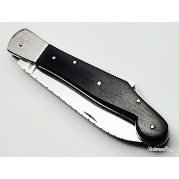 COUTEAU FAIT MAIN * BLOCAGE DE S�CURIT� � POMPE * INOX - �B�NE * Ex UNIQUE Jef Fischer