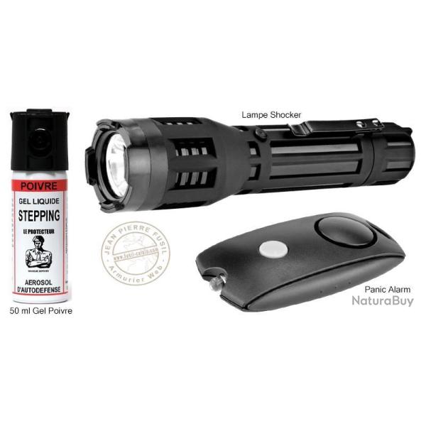 Pack anti-agression : Shocker, alarme et spray poivre Noir