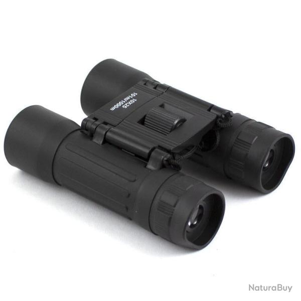 Jumelles Mil-Tec pliables 10�25 objectif 25 mm champ 101 m/1000 m 220 g avec pochette - Noir