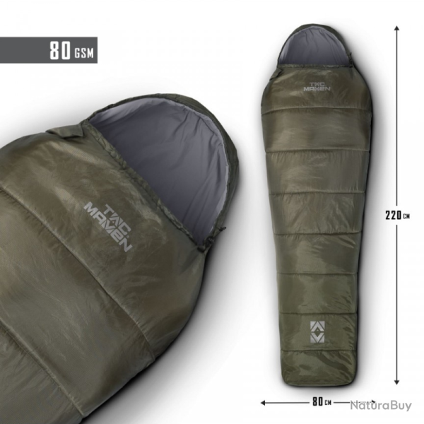 Sac de couchage d'�t� Pentagon Cocoon forme momie garnissage 80 g/m� 220 � 80 � 50 cm - Vert