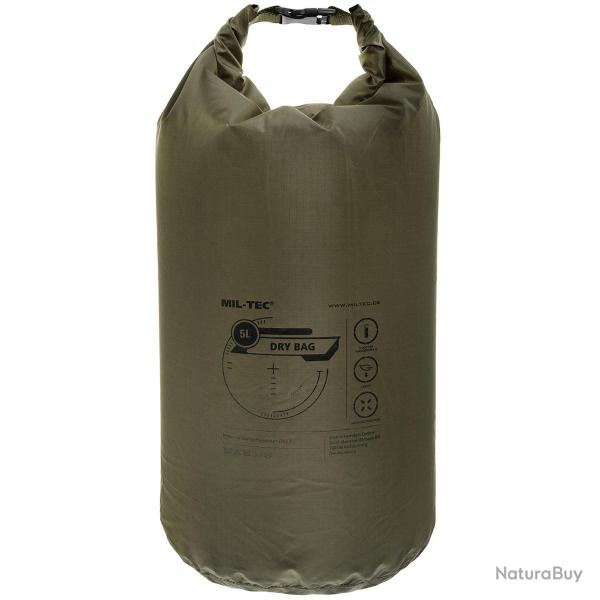 Sac �tanche Mil-Tec Dry Bag 5 litres polyester roll-top ultral�ger - Vert Olive