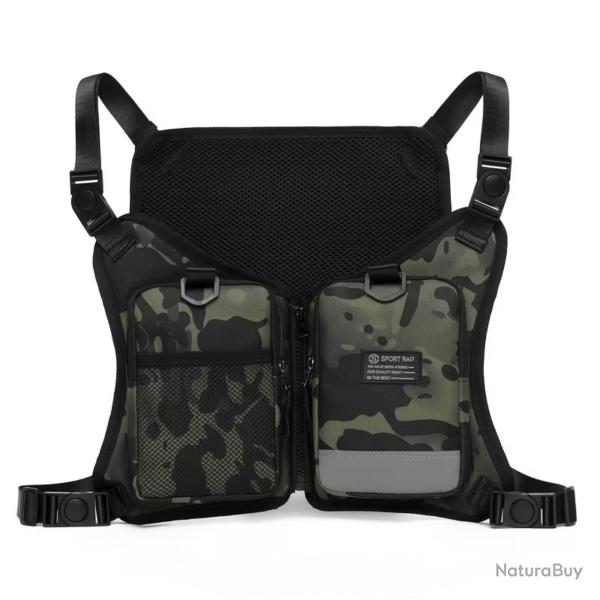 Gilet de rangement camouflage sombre - Multi-poches r�glable