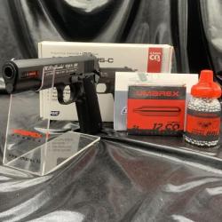 Pack pr&ecirc;t &agrave; tirer - PISTOLET Colt 1911 US - CO2 4.5mm - Billes acier