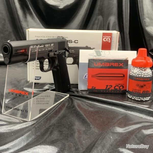 Pack pr�t � tirer - PISTOLET Colt 1911 US - CO2 4.5mm - Billes acier