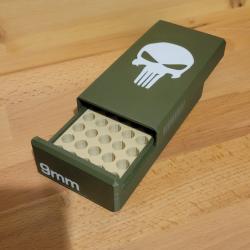 Boite de transport de munitions 9mm - Motif: Punisher