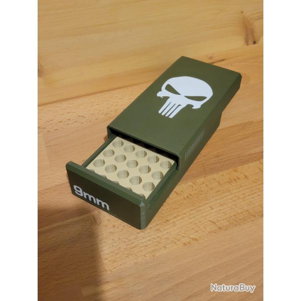 Boite de transport de munitions 9mm - Motif: Punisher