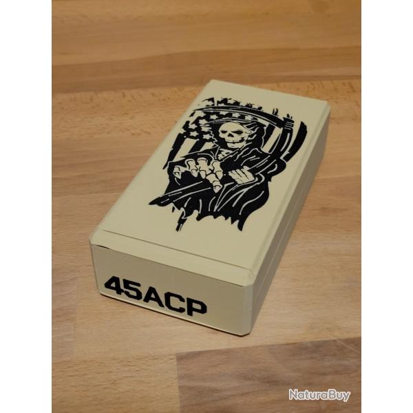 Boite de transport pour munitions 45ACP - Motif: Faucheuse