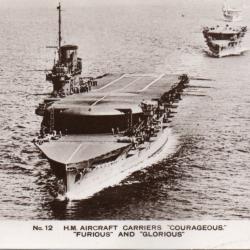 Carte postale de porte-avions H.M.S. Furious, Courageous et Glorious -N&deg;8423
