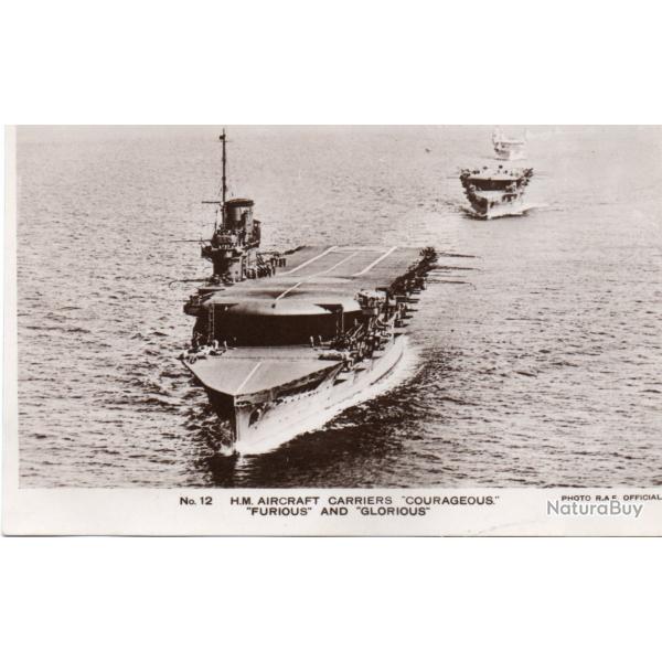 Carte postale de porte-avions H.M.S. Furious, Courageous et Glorious -N�8423
