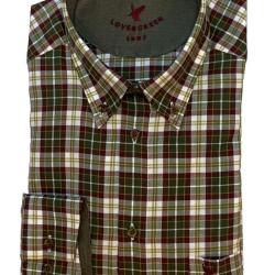 Chemise homme &agrave; carreaux vert et bordeaux - col boutonn&eacute; M