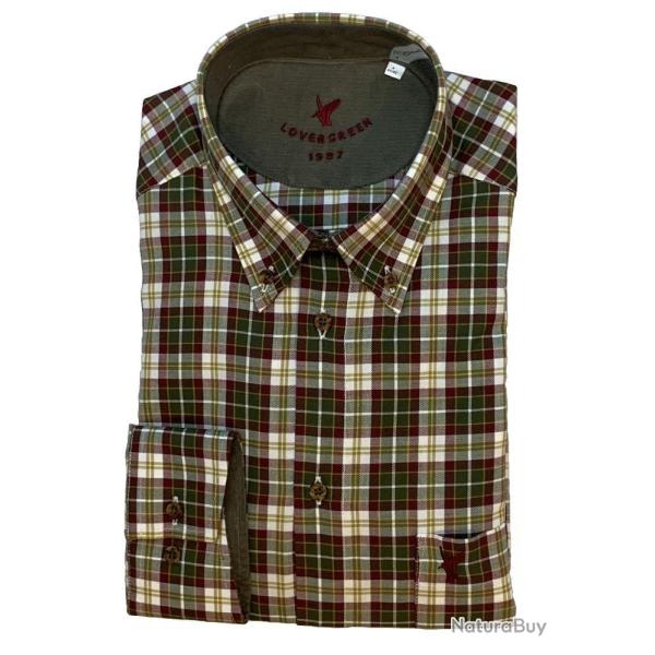 Chemise homme � carreaux vert et bordeaux - col boutonn� XXXL
