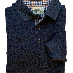 Sweat col boutonn&eacute; moulin&eacute; bleu gris - Made in Portugal XXXXL