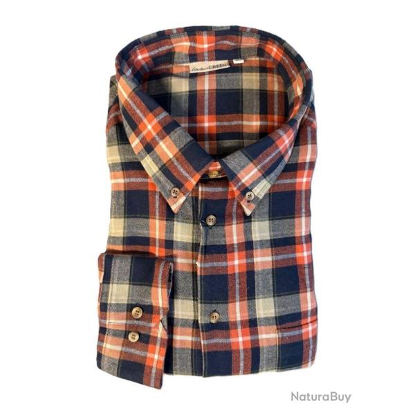 Chemise homme � carreaux bleu et orange - col boutonn� XXL