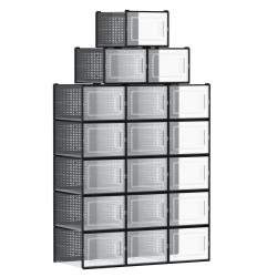 Bo&icirc;tes &agrave; chaussures lot de 18 rangement chaussures pliable pour pointure jusqu'&agrave; 46 transparent et