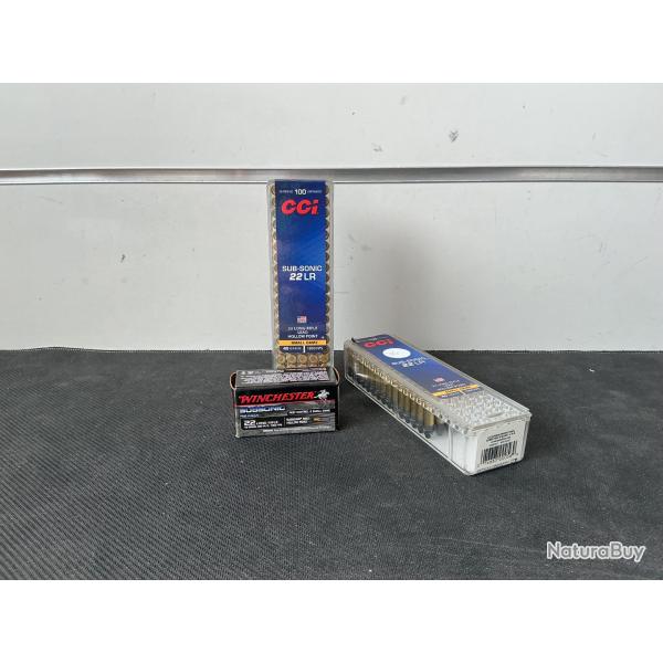Lot de 176 cartouches CCI SUB-Sonic 22Lr + 50 cartouches WINCHESTER SUB-SONIC 22LR