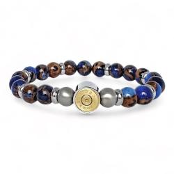 BRACELET ACIER ET PIERRES NATURELLES Tigre bleu, Taille unique