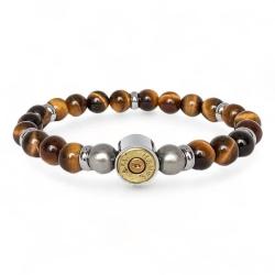 BRACELET ACIER ET PIERRES NATURELLES Tigre, Taille unique