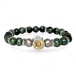 BRACELET ACIER ET PIERRES NATURELLES rhyolite, Taille unique
