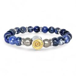 BRACELET ACIER ET PIERRES NATURELLES sodalite bleu, Taille unique