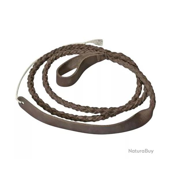Flotte cuir tress�e 130cm pisteurs pour fouet de chasse