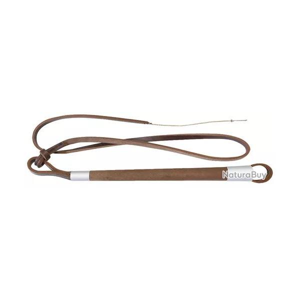 Fouet de chasse manche bois flotte cuir plate  pisteurs
