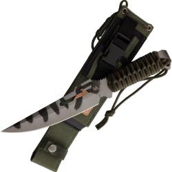 Couteau Linton Cutlery Fixed Blade Camo Lame Acier Inoxydable Manche Cordon Etui Nylon L93048