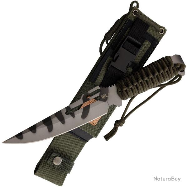 Couteau Linton Cutlery Fixed Blade Camo Lame Acier Inoxydable Manche Cordon Etui Nylon L93048