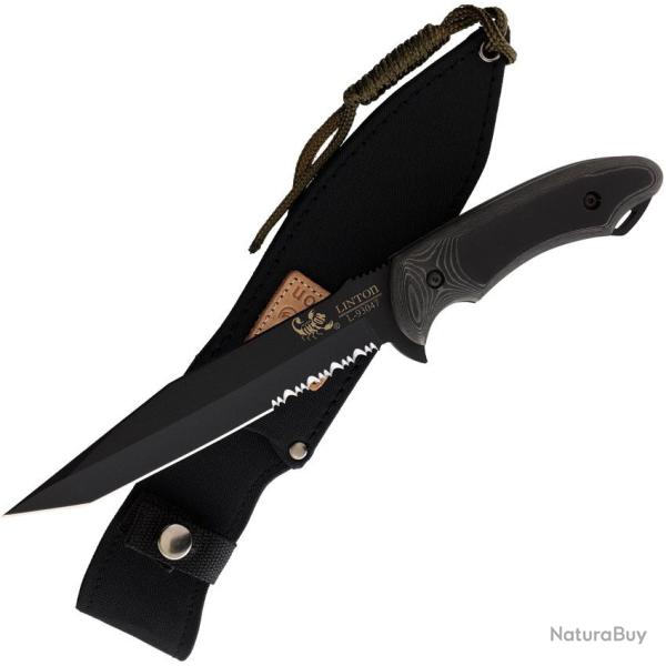 Couteau Linton Cutlery Fixed Blade Lame Acier Inoxydable Manche Micarta �tui nylon noir L93047